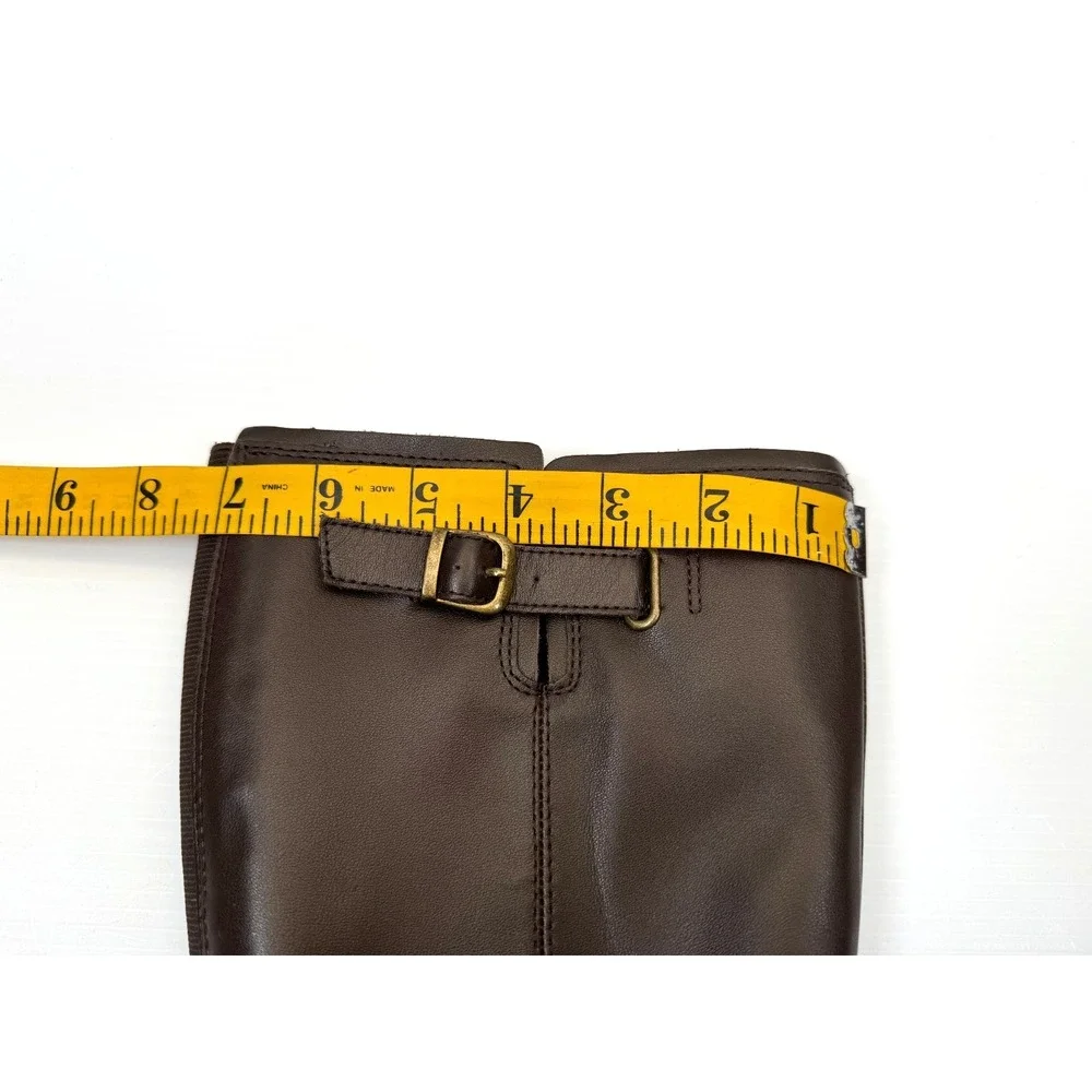 Land's End Knee-High Leather Riding Boot Women 7.5 NWOB $280 Zip Closure Elastic